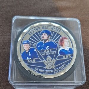 (Save30%Bundle 2) Auston Matthews Maple Leafs AllTime Goal Leader Medallion Puck